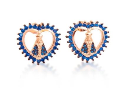 Brinco de Nossa Senhora Aparecida Amor Divino - Zircônia Premium