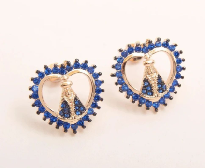 Brinco de Nossa Senhora Aparecida Amor Divino - Zircônia Premium